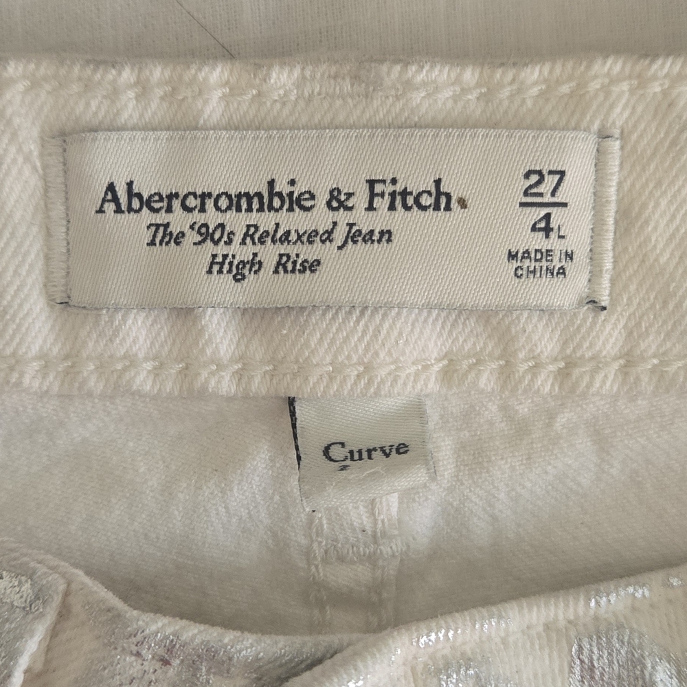 Abercrombie & Fitch Silver Metallic Flare Jeans Size 4 / 27 - Picture 2 of 8